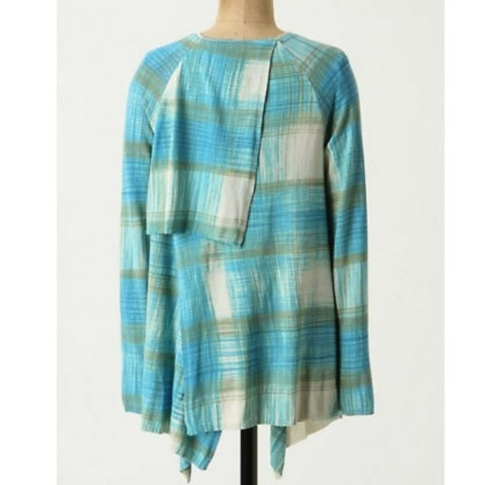 Anthropologie Sparrow Blue Plaid Sweater Cardigan - Picture 2 of 8